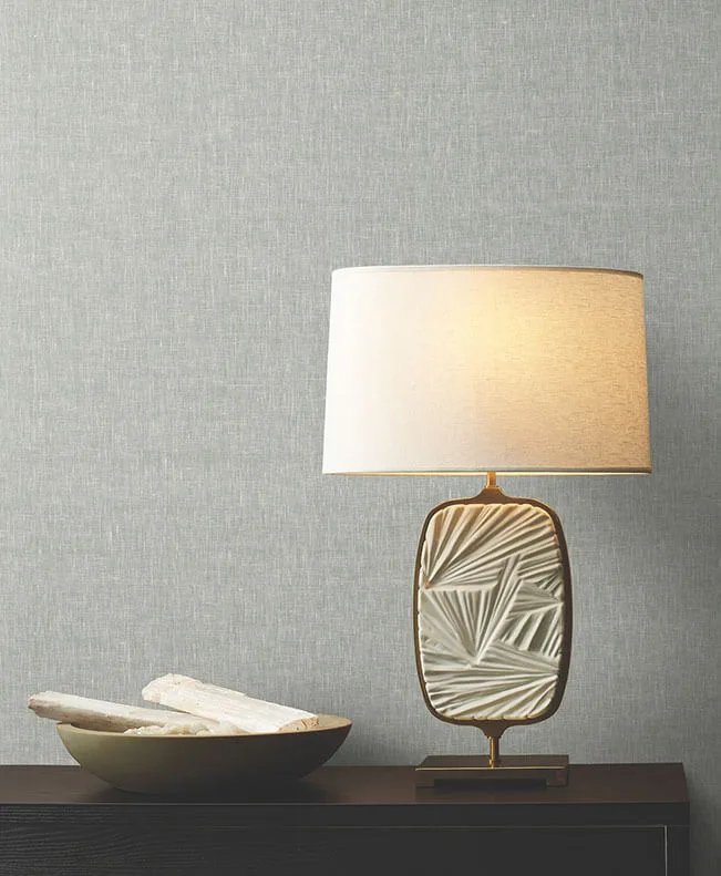 Ronald Redding Sheer Linen wallpaper, color Sparkling Ash, SKU GRL88130