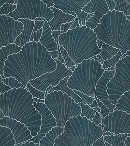 Ronald Redding Shell Wood Veneer wallpaper, color Navy Metallic, SKU YGL7000