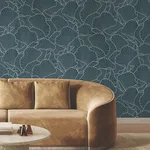 Ronald Redding Shell Wood Veneer wallpaper, color Navy Metallic, SKU YGL7000