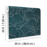 Ronald Redding Shell Wood Veneer wallpaper, color Navy Metallic, SKU YGL7000
