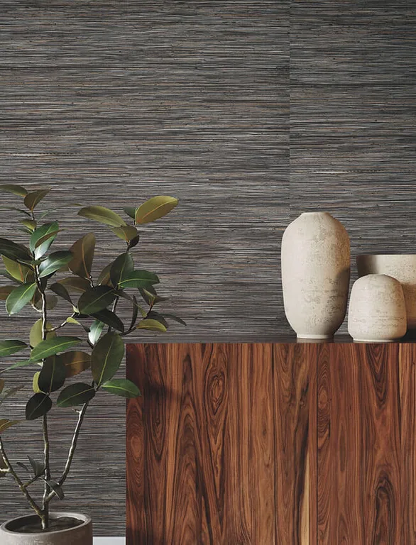 Ronald Redding Shimmering Hemp wallpaper, color Black / Silver, SKU YGL7077