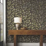 Ronald Redding Shimmering Poppies - Black & Gold Wallpaper | Buy Online Ronald Redding Shimmering Poppies wallpaper, color Black & Gold, SKU ZA8066