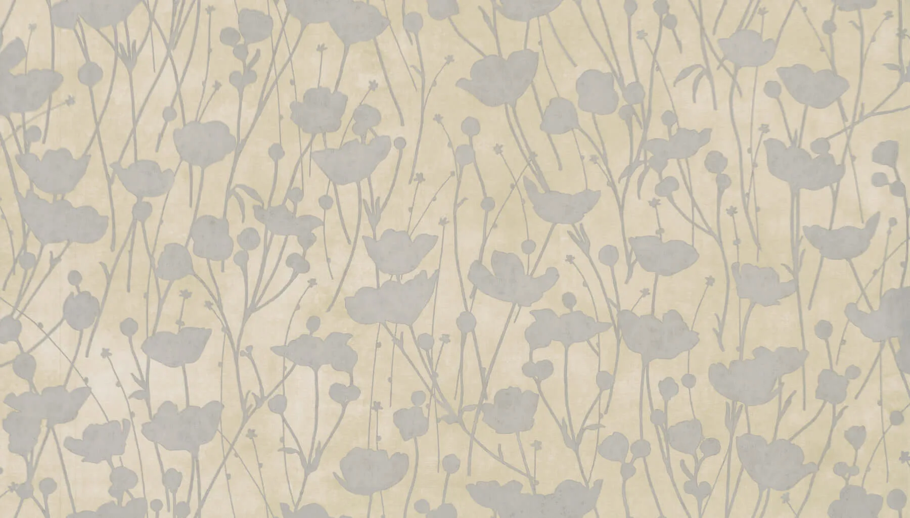 Ronald Redding Shimmering Poppies wallpaper, color Cream & Silver, SKU ZA8067