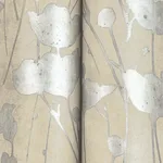 Ronald Redding Shimmering Poppies - Cream & Silver Wallpaper | Buy Online Ronald Redding Shimmering Poppies wallpaper, color Cream & Silver, SKU ZA8067