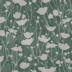 Ronald Redding Shimmering Poppies wallpaper, color Green & Silver, SKU ZA8068