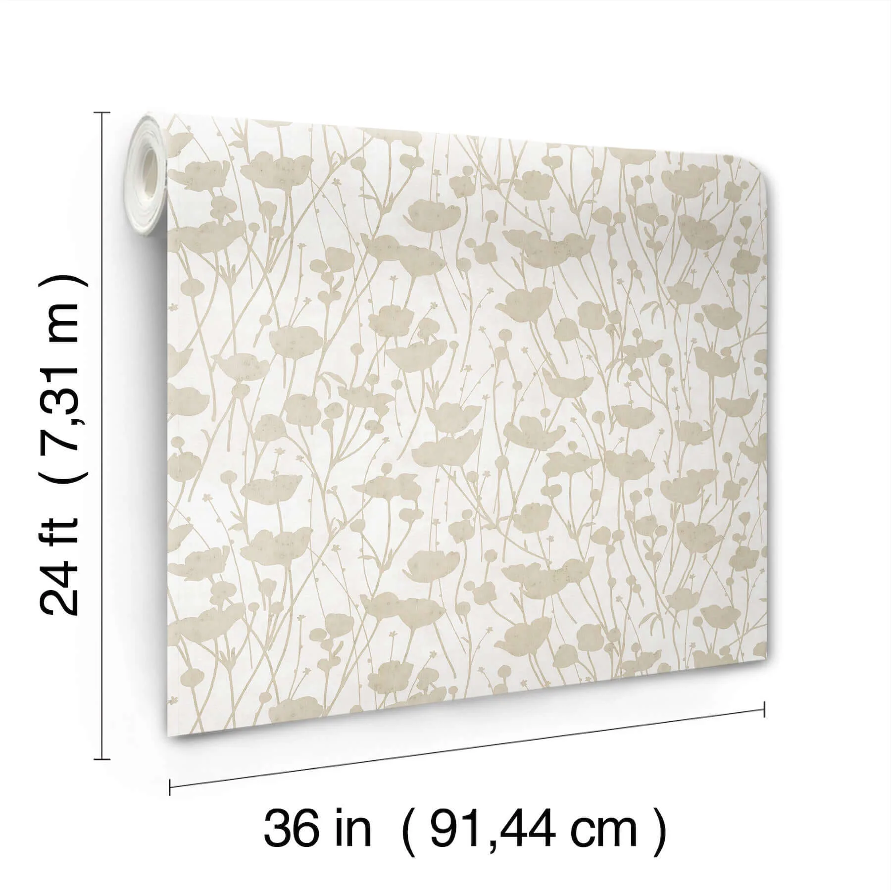 Ronald Redding Shimmering Poppies - White & Gold Wallpaper | Buy Online Ronald Redding Shimmering Poppies wallpaper, color White & Gold, SKU ZA8069