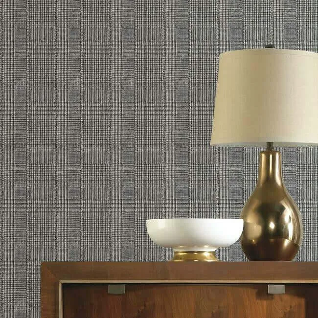 Ronald Redding Shirting Plaid wallpaper, color Black, SKU HO2170