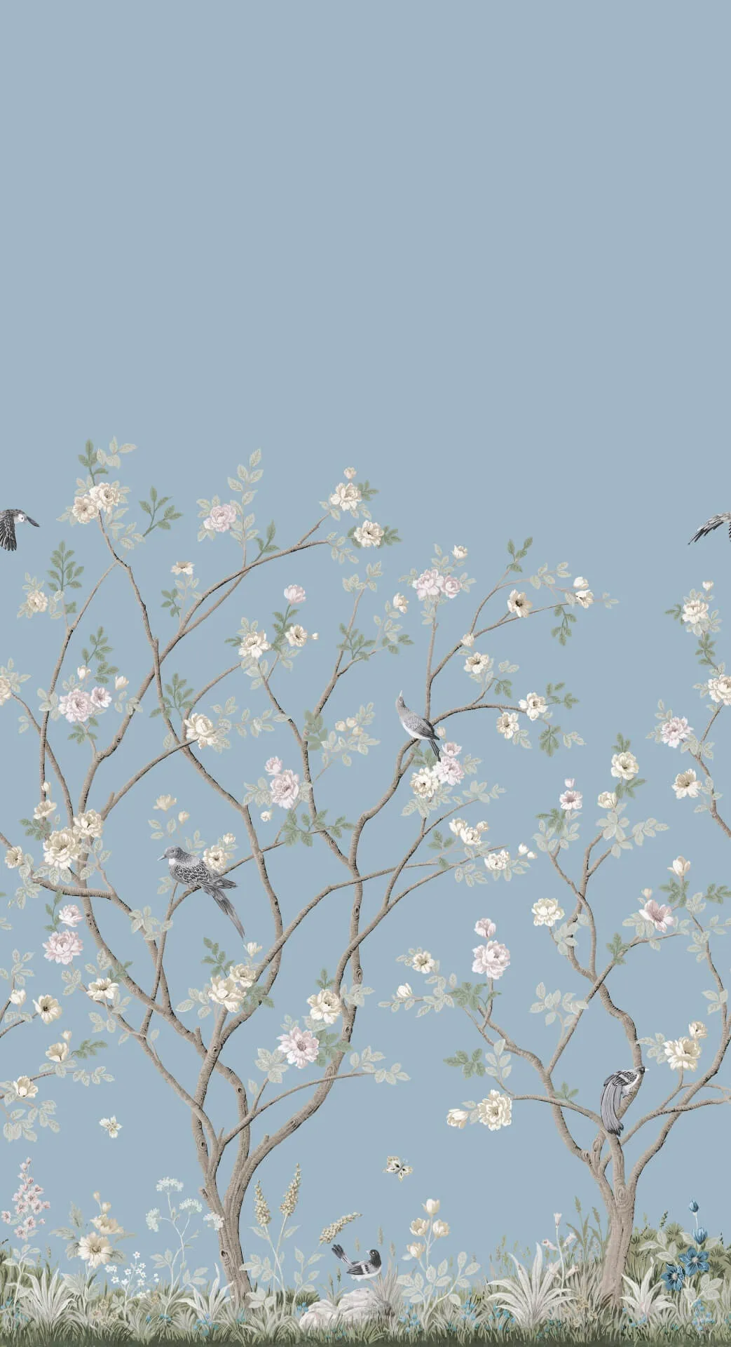 Ronald Redding Lingering Garden wallpaper, color Sky Blue, SKU MU0314M