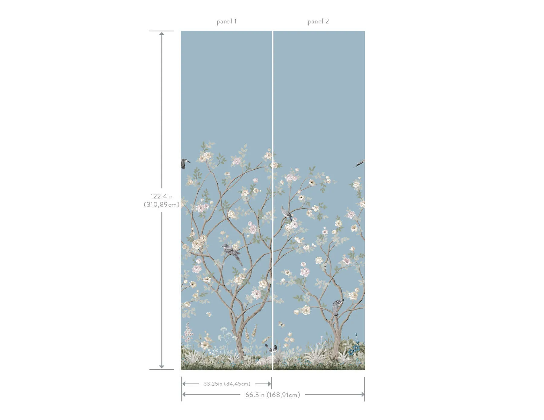 Ronald Redding Lingering Garden - Sky Blue Wallpaper | Buy Online Ronald Redding Lingering Garden wallpaper, color Sky Blue, SKU MU0314M