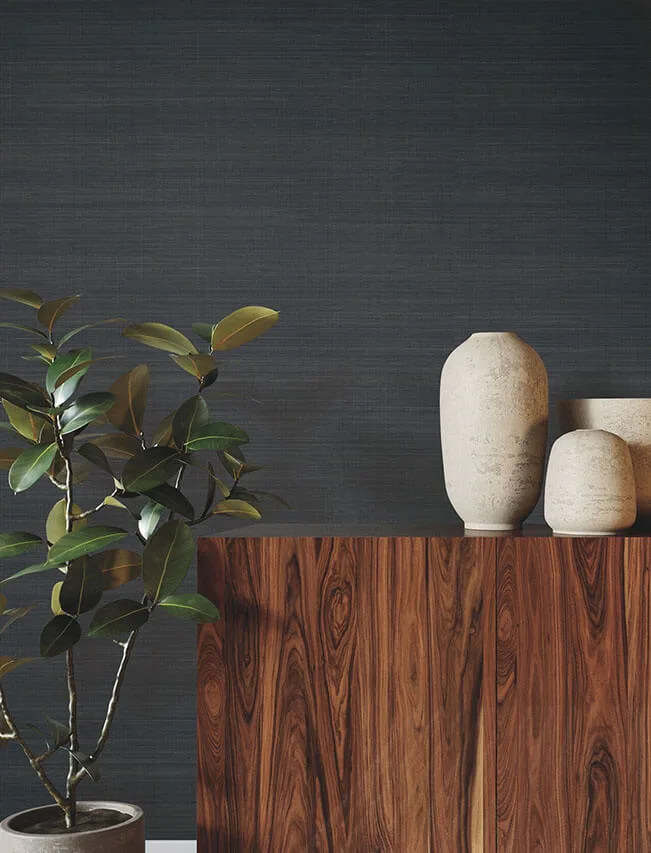 Ronald Redding Sleek Abaca wallpaper, color Peppercorn, SKU GRL88464