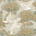 Ronald Redding Sprig & Heron - Beige Wallpaper | Buy Online Ronald Redding Sprig & Heron wallpaper, color Beige, SKU ZA8009