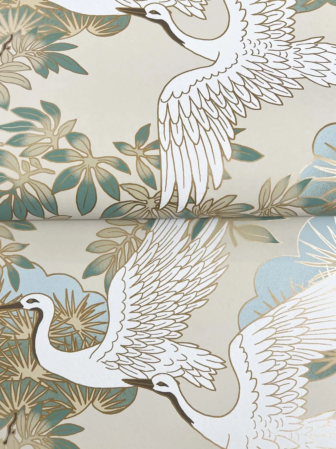 Ronald Redding Sprig & Heron - Beige Wallpaper | Buy Online Ronald Redding Sprig & Heron wallpaper, color Beige, SKU ZA8009