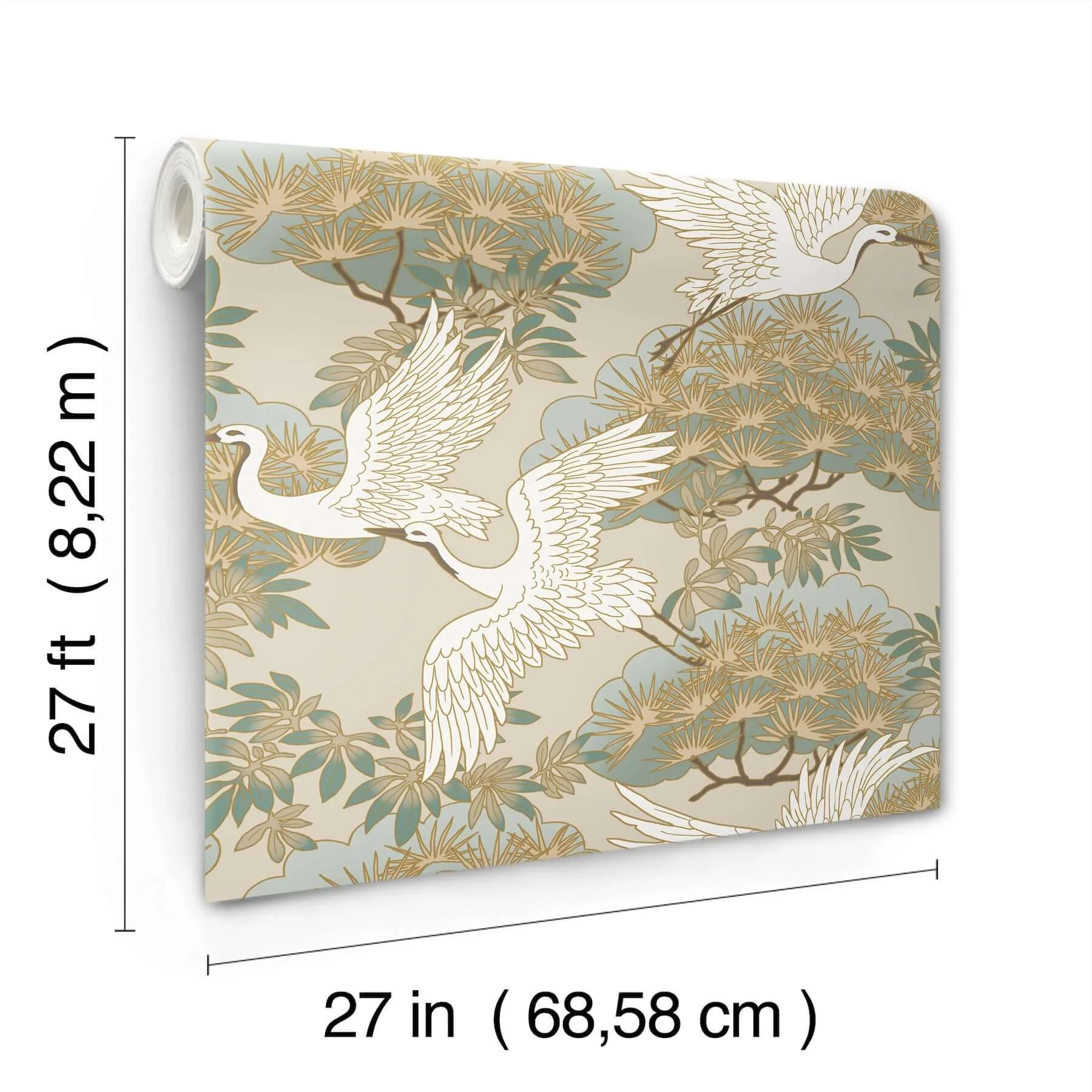 Ronald Redding Sprig & Heron - Beige Wallpaper | Buy Online Ronald Redding Sprig & Heron wallpaper, color Beige, SKU ZA8009