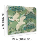 Ronald Redding Sprig & Heron - Green Wallpaper | Buy Online Ronald Redding Sprig & Heron wallpaper, color Green, SKU ZA8008