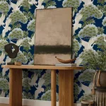 Ronald Redding Sprig & Heron - Navy Wallpaper | Buy Online Ronald Redding Sprig & Heron wallpaper, color Navy, SKU ZA8007