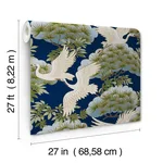 Ronald Redding Sprig & Heron - Navy Wallpaper | Buy Online Ronald Redding Sprig & Heron wallpaper, color Navy, SKU ZA8007