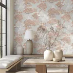 Ronald Redding Sprig & Heron - Coral Wallpaper | Buy Online Ronald Redding Sprig & Heron wallpaper, color Coral, SKU AF6590