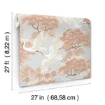 Ronald Redding Sprig & Heron - Coral Wallpaper | Buy Online Ronald Redding Sprig & Heron wallpaper, color Coral, SKU AF6590
