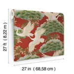 Ronald Redding Sprig & Heron - Red Wallpaper | Buy Online Ronald Redding Sprig & Heron wallpaper, color Red, SKU ZA8006