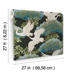 Ronald Redding Sprig & Heron - Black Wallpaper | Buy Online Ronald Redding Sprig & Heron wallpaper, color Black, SKU AF6593