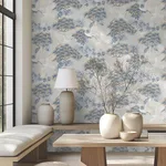 Ronald Redding Sprig & Heron - Light Blue Wallpaper | Buy Online Ronald Redding Sprig & Heron wallpaper, color Light Blue, SKU AF6591