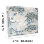 Ronald Redding Sprig & Heron - Light Blue Wallpaper | Buy Online Ronald Redding Sprig & Heron wallpaper, color Light Blue, SKU AF6591
