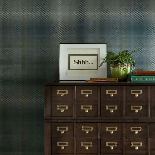 Ronald Redding Sterling Plaid - Blue Wallpaper | Buy Online Ronald Redding Sterling Plaid wallpaper, color Blue, SKU HO2158