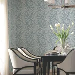 Ronald Redding String of Pearls wallpaper, color Denim, SKU VR1516