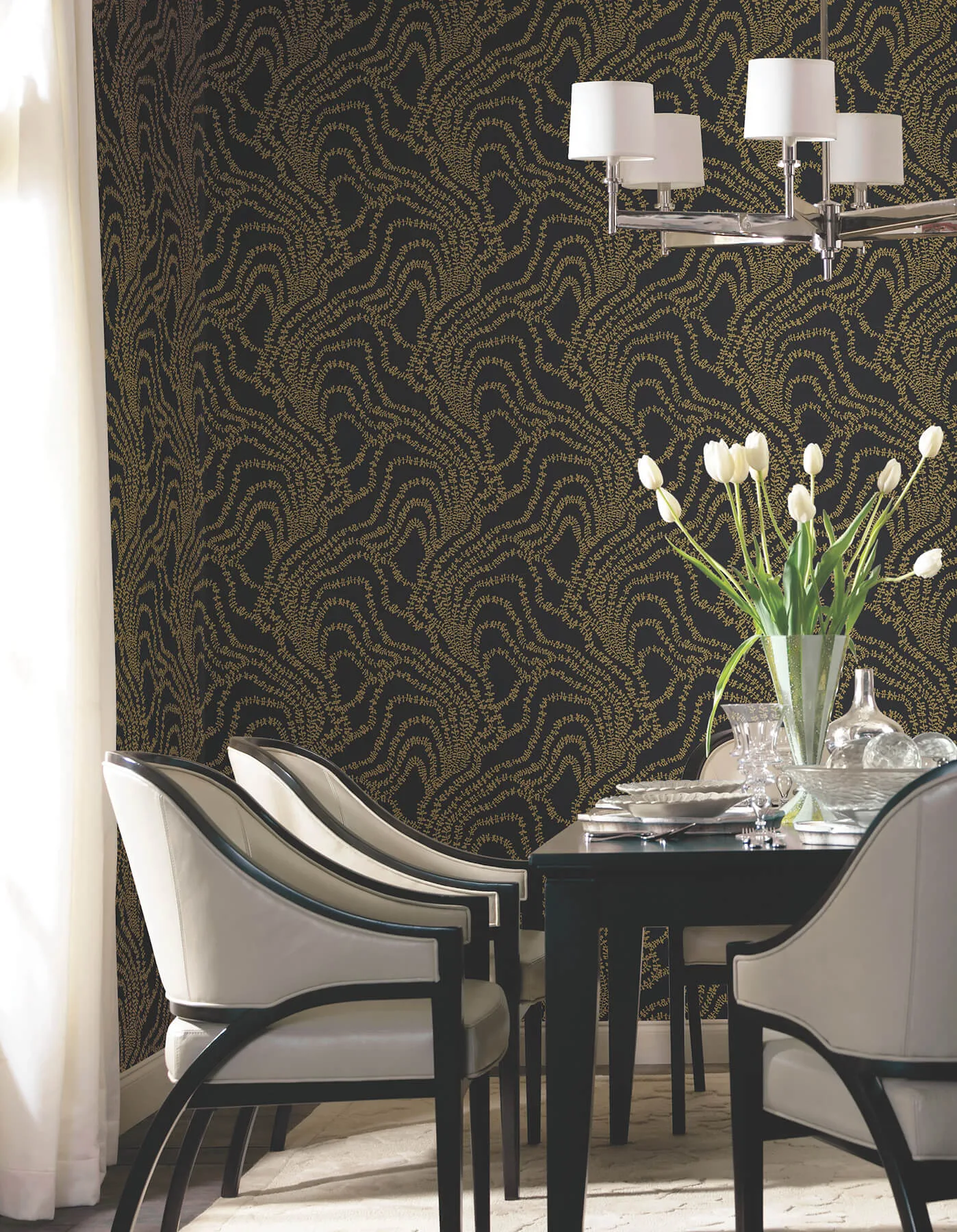 Ronald Redding String of Pearls wallpaper, color Gold, SKU VR1517