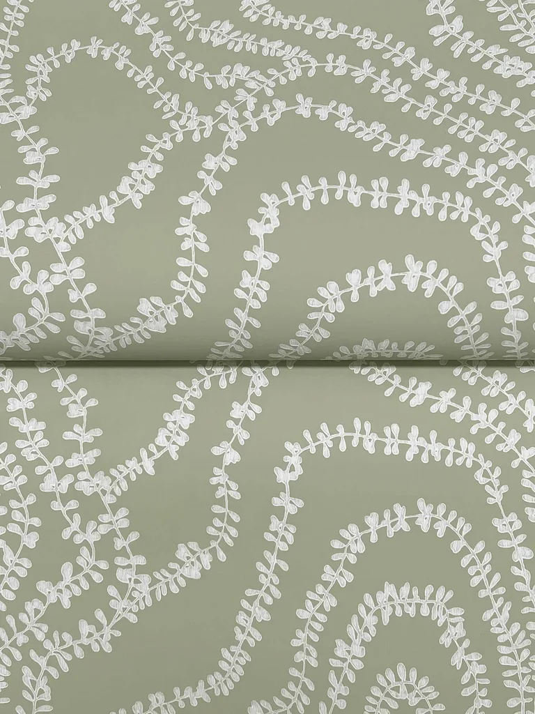 Ronald Redding String of Pearls wallpaper, color Sage, SKU VR1513