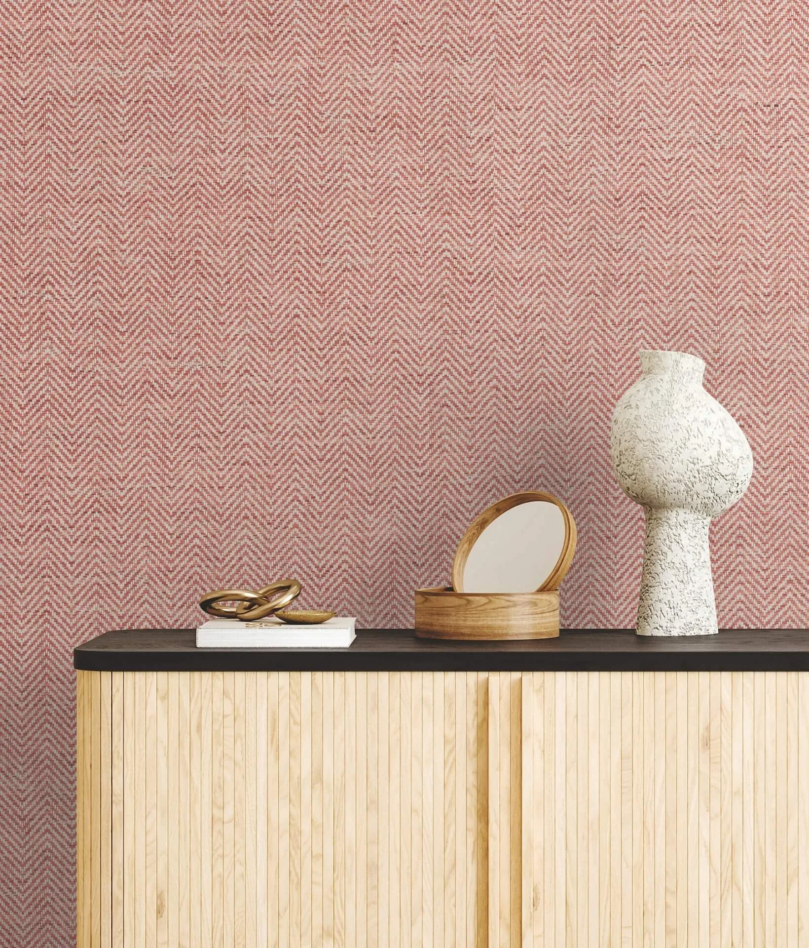 Ronald Redding Tailored Weave wallpaper, color Red, SKU GV0192