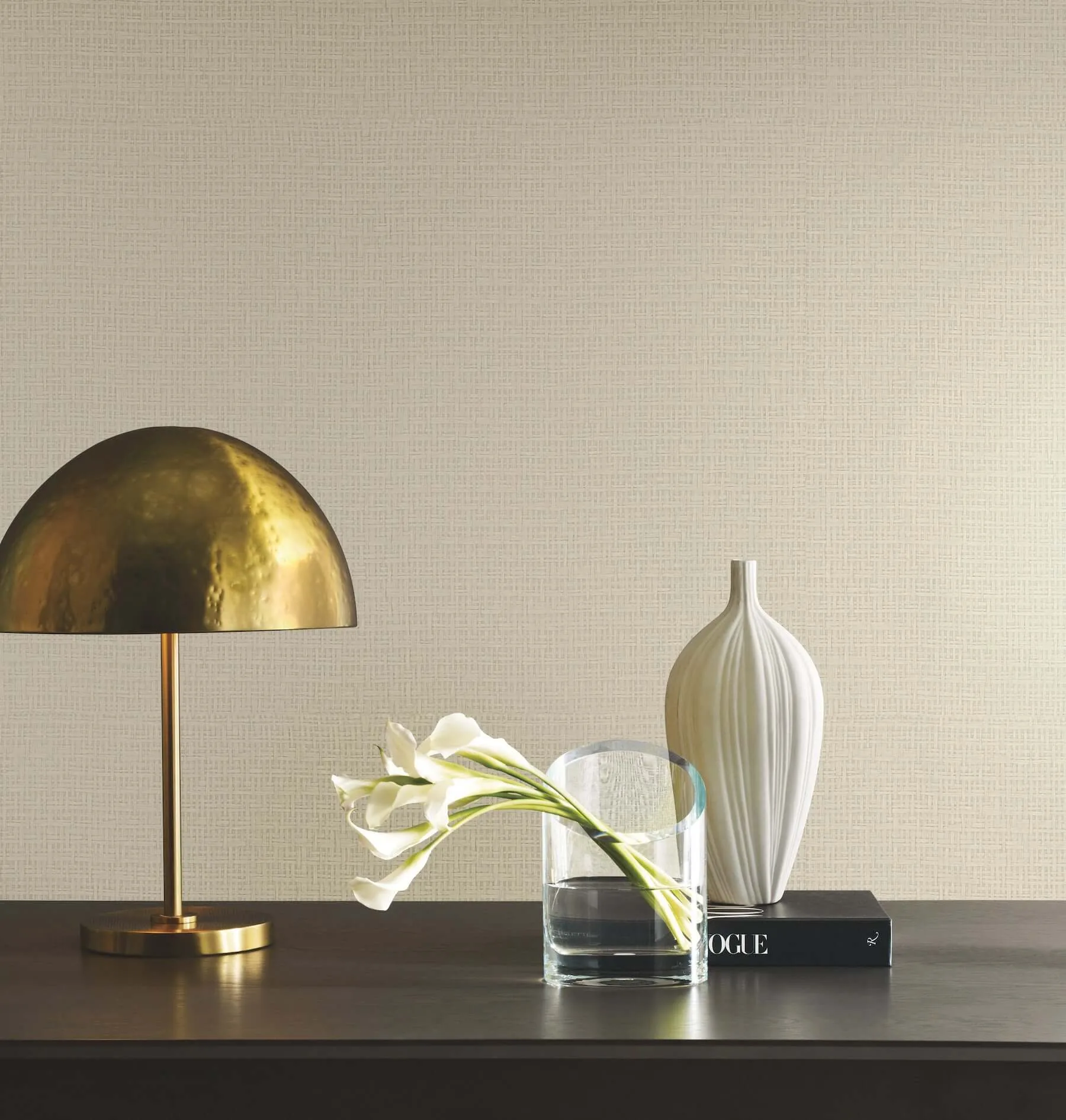 Ronald Redding Tatami Weave wallpaper, color Natural Cream, SKU OG0526GV