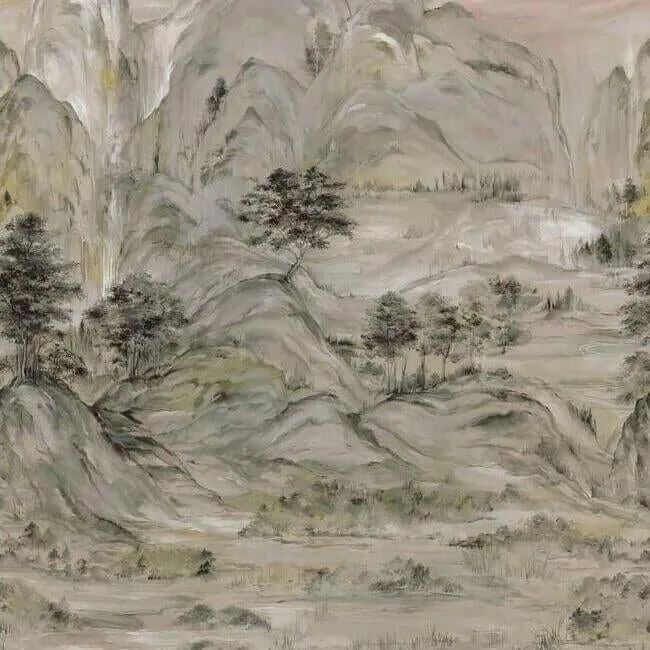Ronald Redding Misty Mountain wallpaper, color Taupe, SKU AF6597M