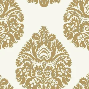 Ronald Redding Teardrop Damask wallpaper, color Gold, SKU KT2141