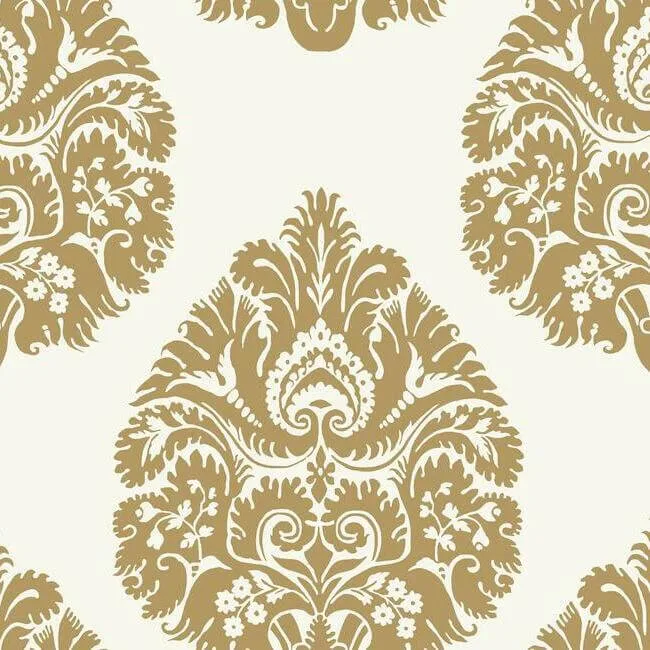 Ronald Redding Teardrop Damask wallpaper, color Gold, SKU KT2141