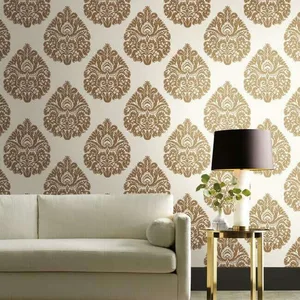 Ronald Redding Teardrop Damask wallpaper, color Gold, SKU KT2141