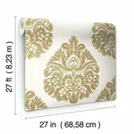 Ronald Redding Teardrop Damask wallpaper, color Gold, SKU KT2141