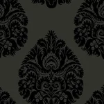 Ronald Redding Teardrop Damask - Black Wallpaper | Buy Online Ronald Redding Teardrop Damask wallpaper, color Black, SKU KT2144