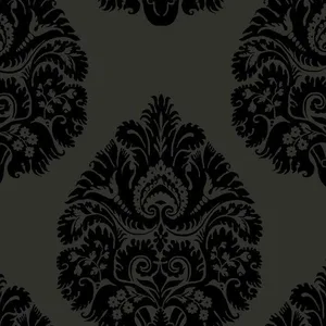 Ronald Redding Teardrop Damask wallpaper, color Black, SKU KT2144