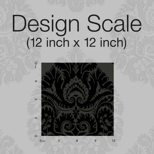Ronald Redding Teardrop Damask - Black Wallpaper | Buy Online Ronald Redding Teardrop Damask wallpaper, color Black, SKU KT2144