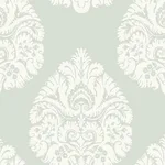 Ronald Redding Teardrop Damask - Light Grey Wallpaper | Buy Online Ronald Redding Teardrop Damask wallpaper, color Light Grey, SKU KT2145