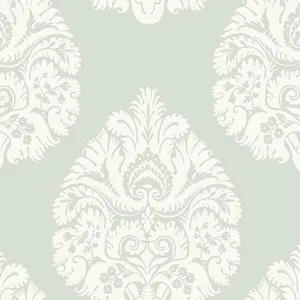 Ronald Redding Teardrop Damask wallpaper, color Light Grey, SKU KT2145