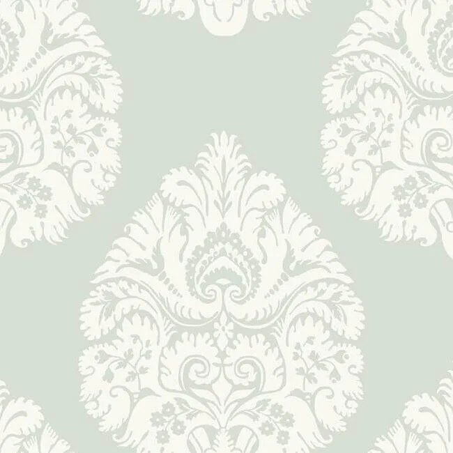 Ronald Redding Teardrop Damask wallpaper, color Light Grey, SKU KT2145