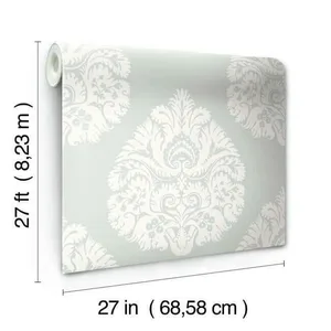 Ronald Redding Teardrop Damask wallpaper, color Light Grey, SKU KT2145