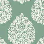 Ronald Redding Teardrop Damask - Teal Wallpaper | Buy Online Ronald Redding Teardrop Damask wallpaper, color Teal, SKU KT2146