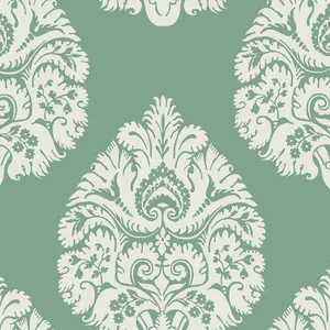 Ronald Redding Teardrop Damask wallpaper, color Teal, SKU KT2146