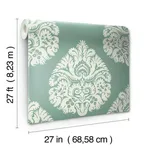 Ronald Redding Teardrop Damask - Teal Wallpaper | Buy Online Ronald Redding Teardrop Damask wallpaper, color Teal, SKU KT2146