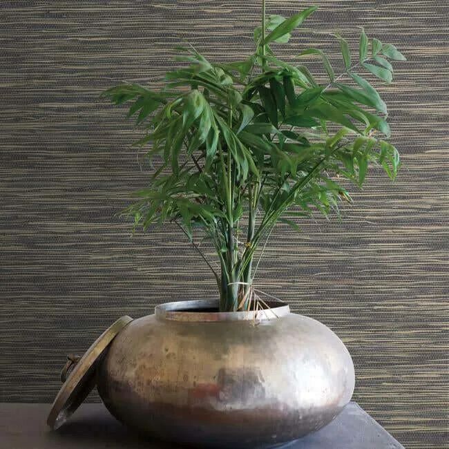 Ronald Redding Threaded Jute wallpaper, color Navy, SKU OG0520