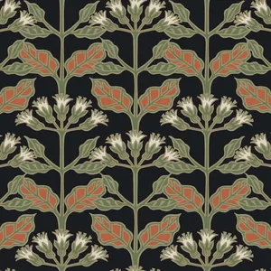 Ronald Redding Tracery Blooms wallpaper, color Black Metallic, SKU AC9113