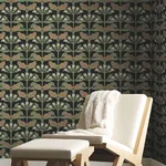Ronald Redding Tracery Blooms - Black Metallic Wallpaper | Buy Online Ronald Redding Tracery Blooms wallpaper, color Black Metallic, SKU AC9113